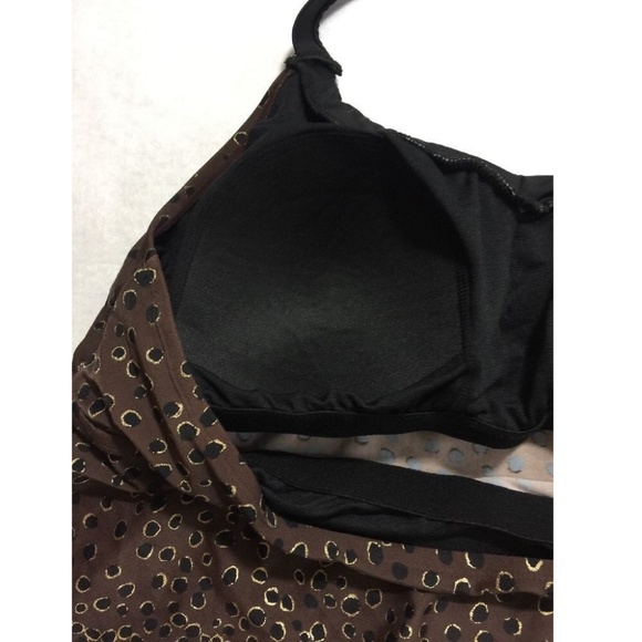 Merona Plus Size 20W Tankini Top Brown Black Polka - Picture 6 of 8